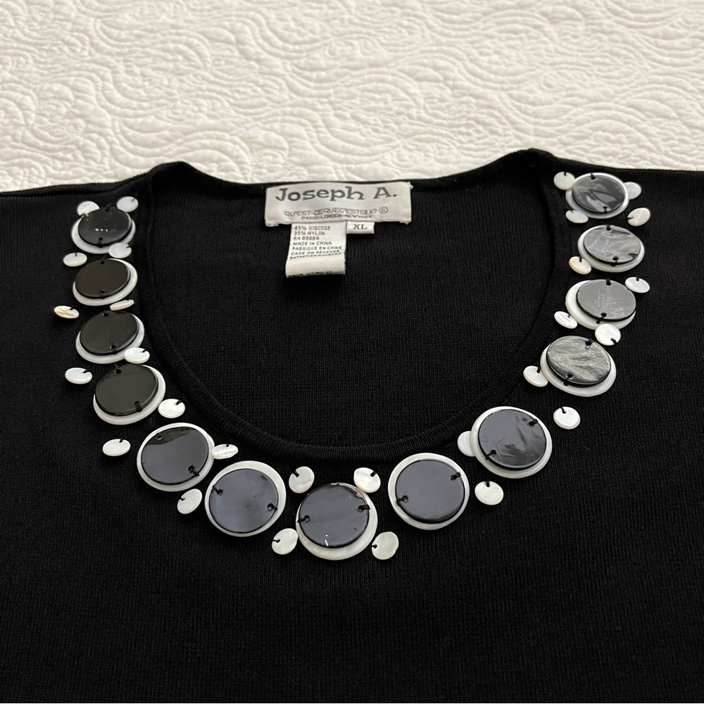 Vintage Joseph A. Shirt Embellished Scoop Neckline X-Large - Picture 5 of 16